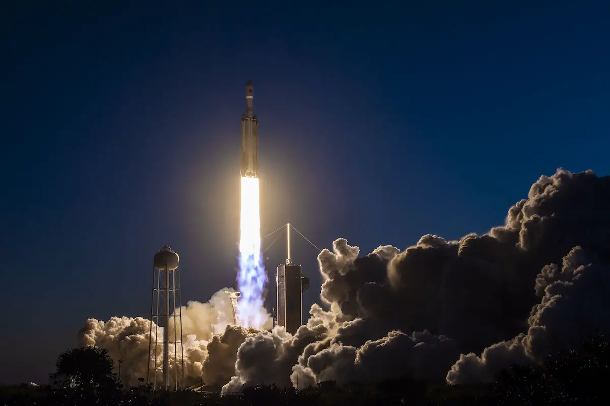 Falcon Heavy hauls military satellites to high orbit after spectacular sunset launch