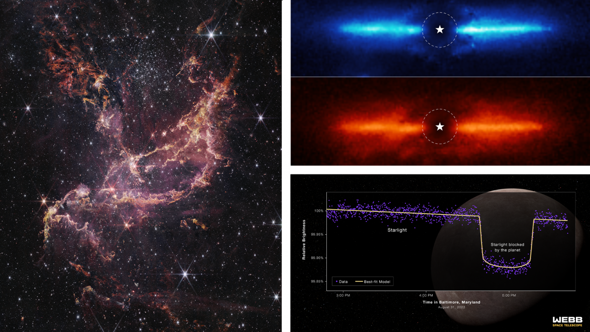 Webb peers at young star’s dusty disk, discovers an exoplanet, and uncovers star formation