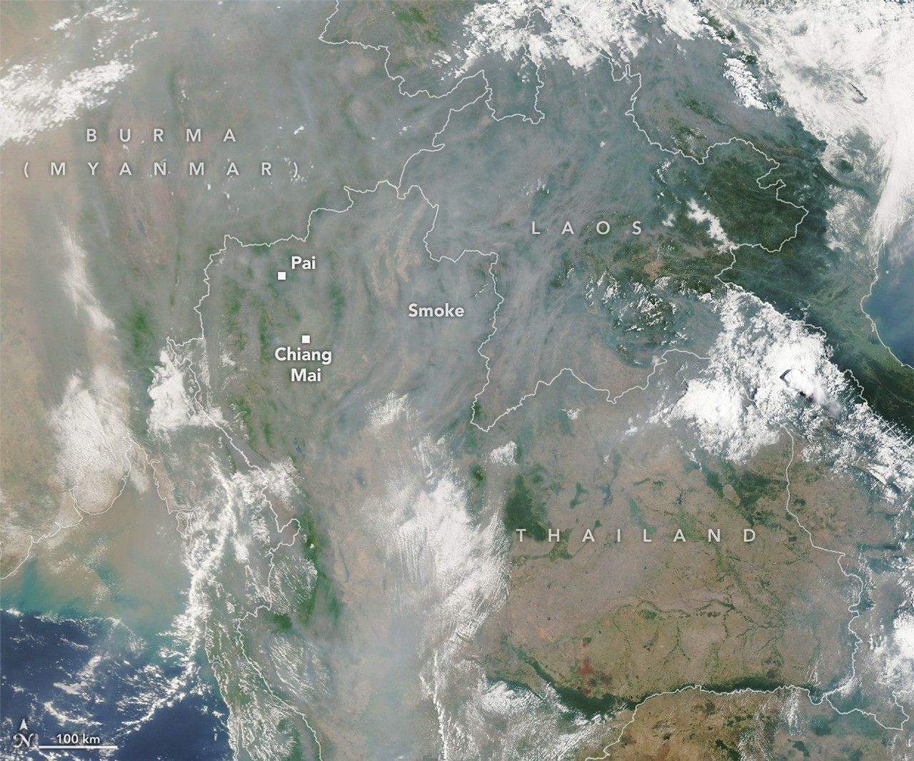 Smoke Shrouds Northern Thailand