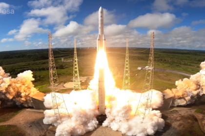Ariane 6 flight VA269: Liftoff captured from the mobile gantry