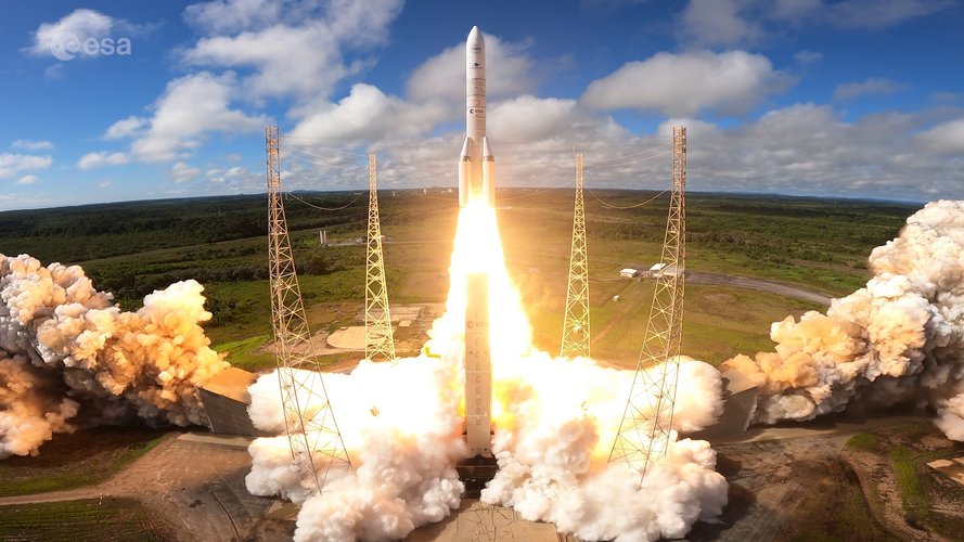 Ariane 6 flight VA269: Liftoff captured from the mobile gantry